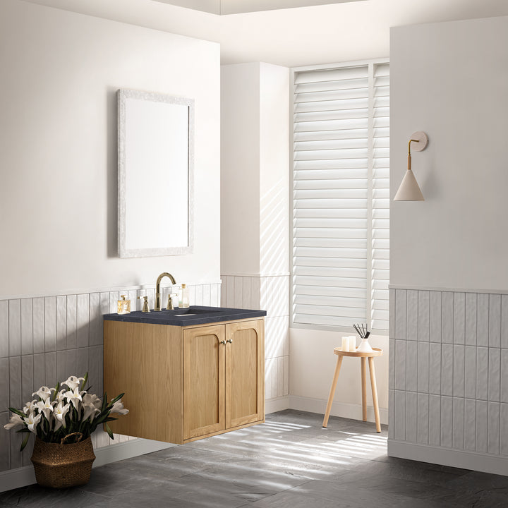 Laurent 30" Single Vanity, Light Natural Oak w/ 3 CM Charcoal Soapstone Top