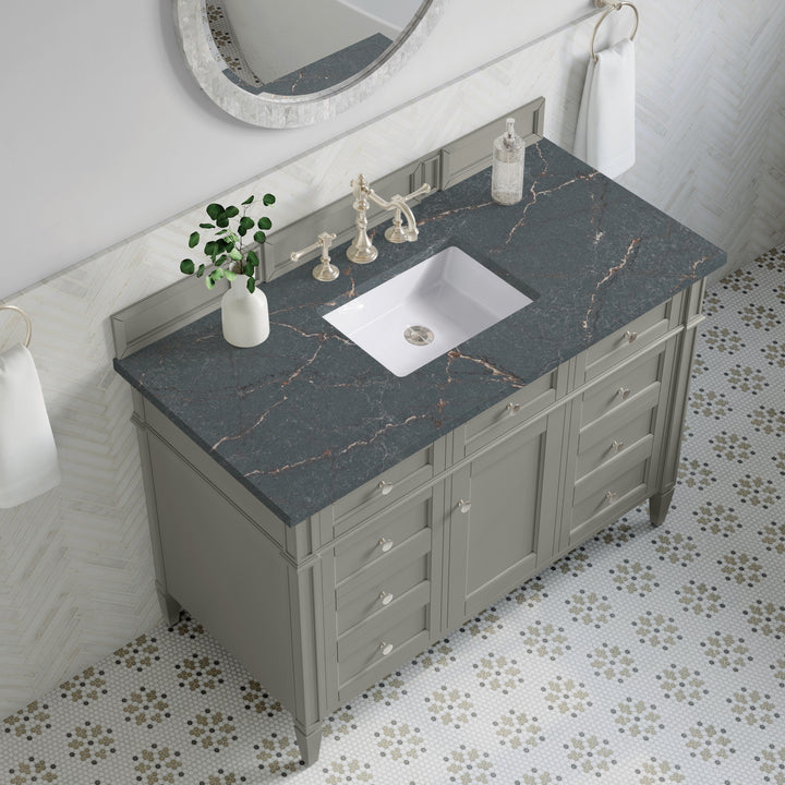 Brittany 48" Single Vanity, Urban Gray w/ 3 CM Parisien Bleu Silestone Top
