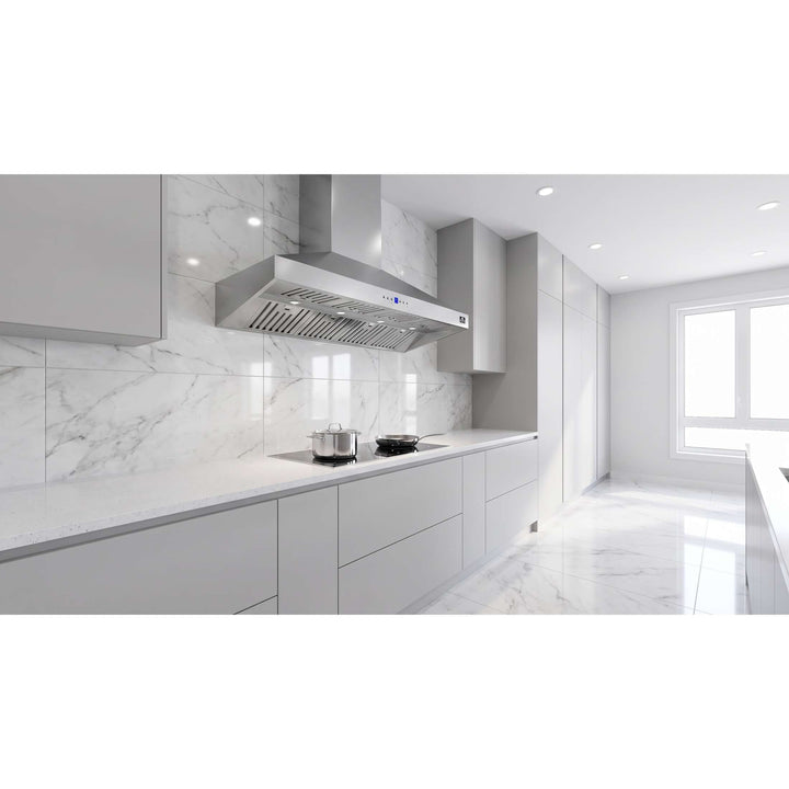 Forno Orvieto 60-Inch Wall Mount Range Hood, LED Lighting, Heavy Duty, Stainless Steel
