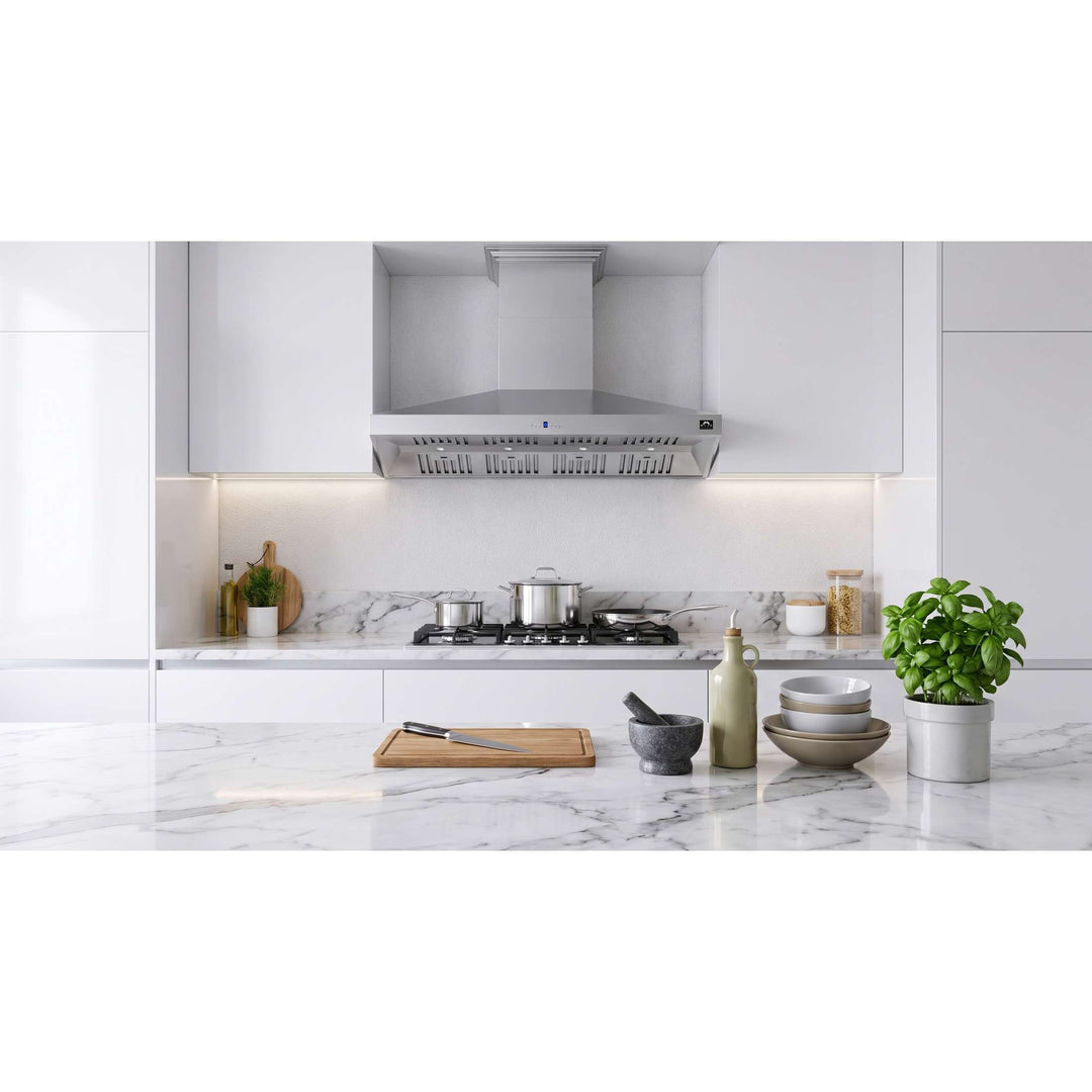 Forno Orvieto 60-Inch Wall Mount Range Hood, LED Lighting, Heavy Duty, Stainless Steel
