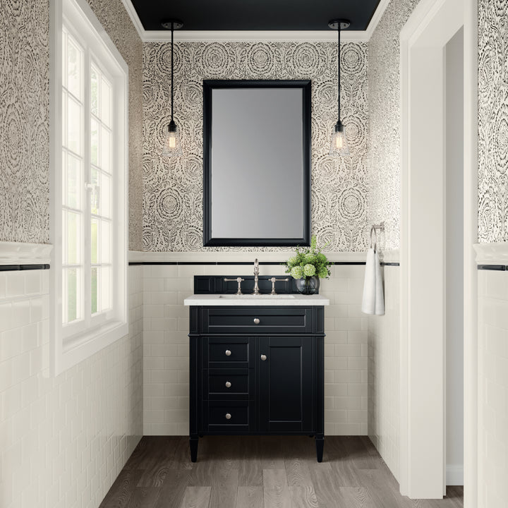 Brittany 30" Single Vanity, Black Onyx, w/ 3 CM Lime Delight Silestone Top