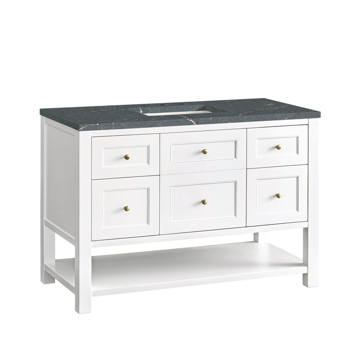 Breckenridge 48" Single Vanity, Bright White w/ 3 CM Parisien Bleu Top