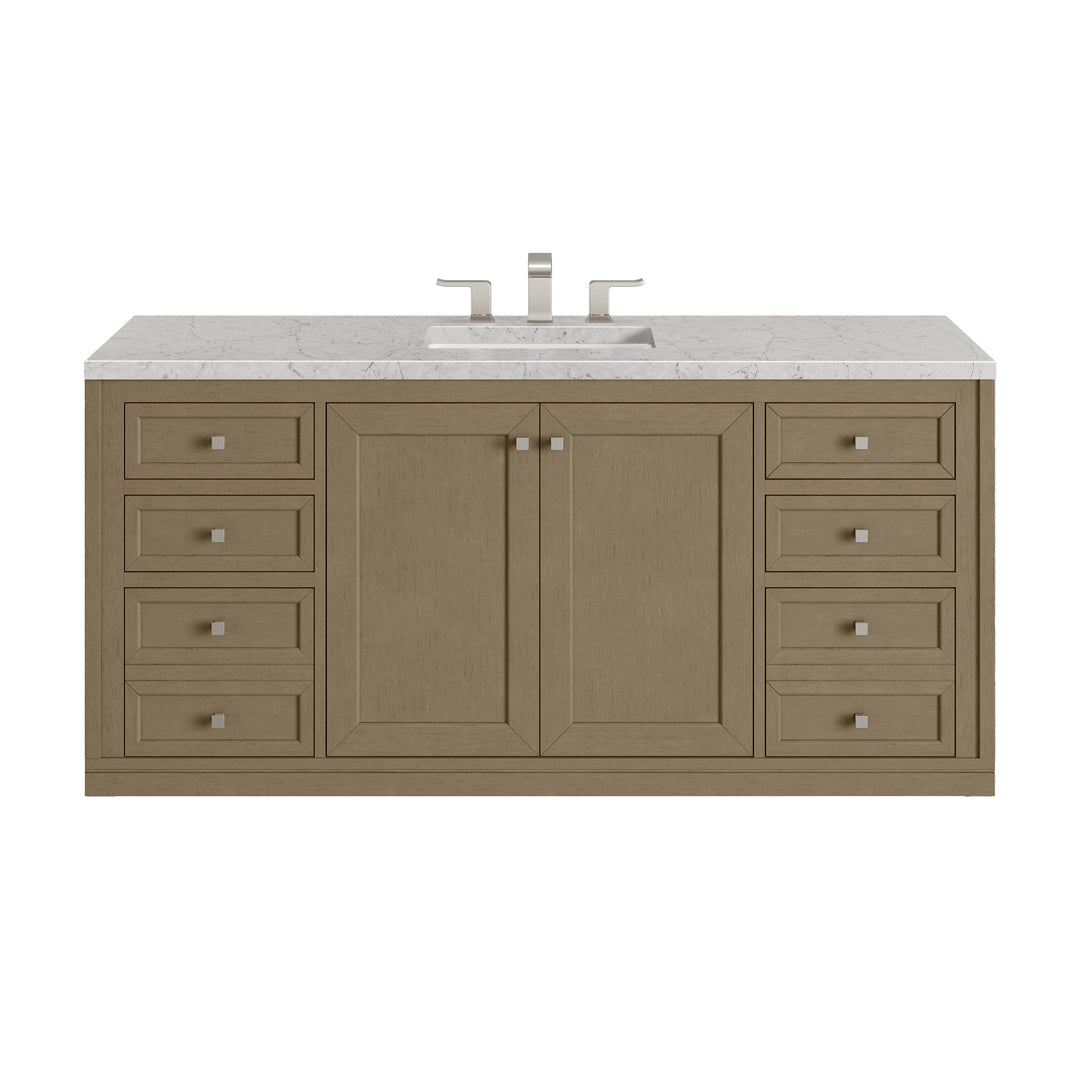 Chicago 60" Single Vanity, Walnut Whisper, w/ 3 CM Eternal Jasmine Pearl Silestone® Top