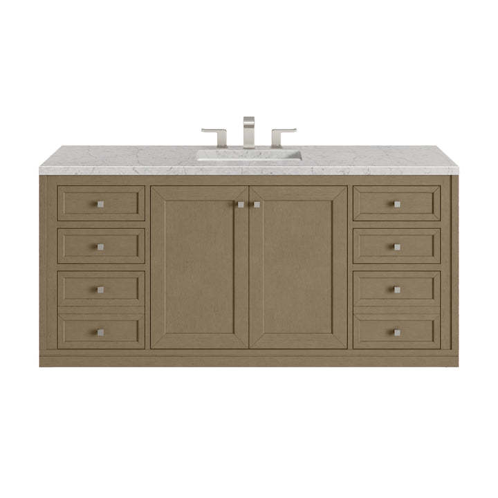 Chicago 60" Single Vanity, Walnut Whisper, w/ 3 CM Eternal Jasmine Pearl Silestone® Top