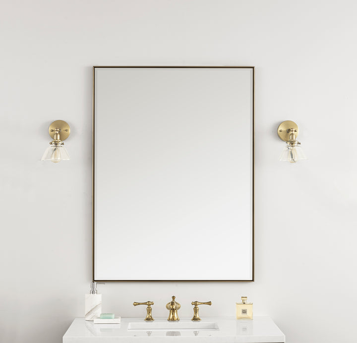 Rohe 30" Rectangular Mirror, Champagne Brass