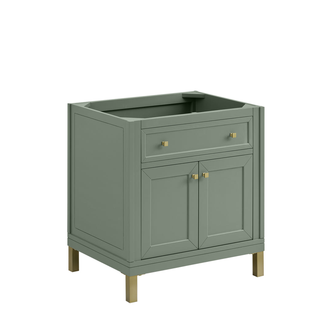 Chicago 30" Single Vanity, Smokey Celadon, w/ 3 CM Arctic Fall Solid Surface Top