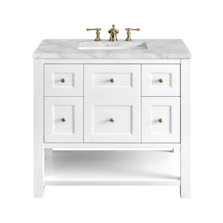 Breckenridge 36" Single Vanity, Bright White w/ 3 CM Victorian Silver Top