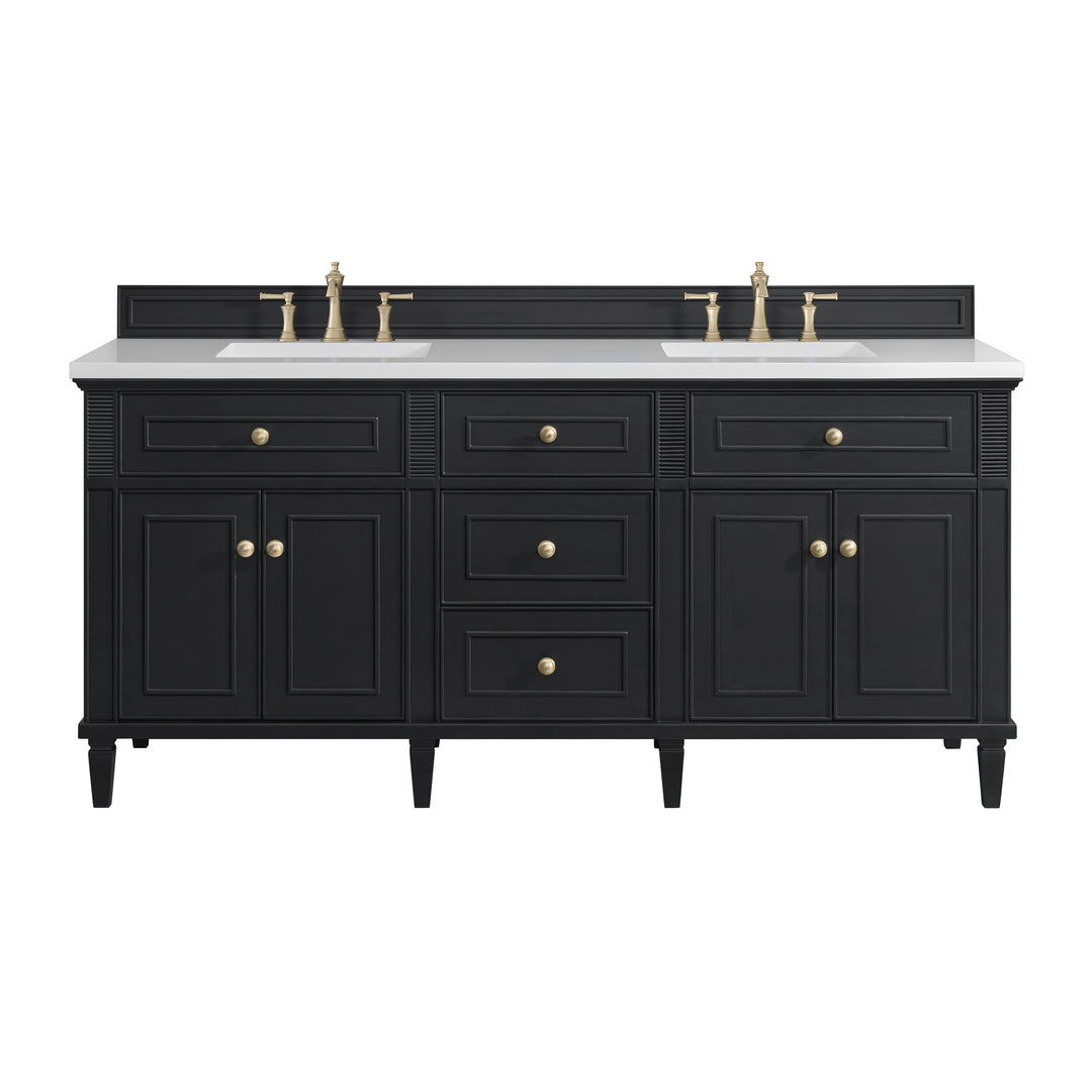 Lorelai 72" Double Vanity, Black Onyx w/ 3 CM White Zeus Silestone Top