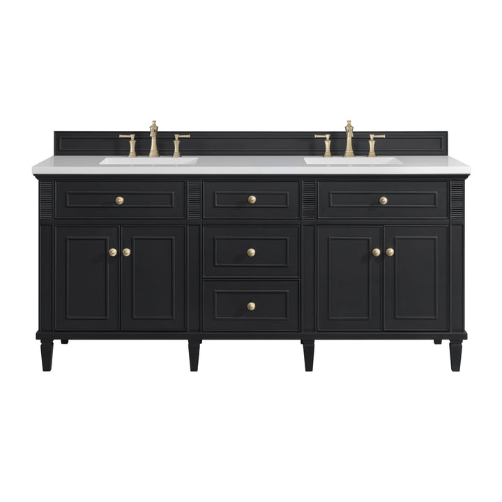 Lorelai 72" Double Vanity, Black Onyx w/ 3 CM White Zeus Silestone Top