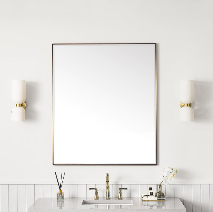 Rohe 36" Rectangular Mirror, Champagne Brass