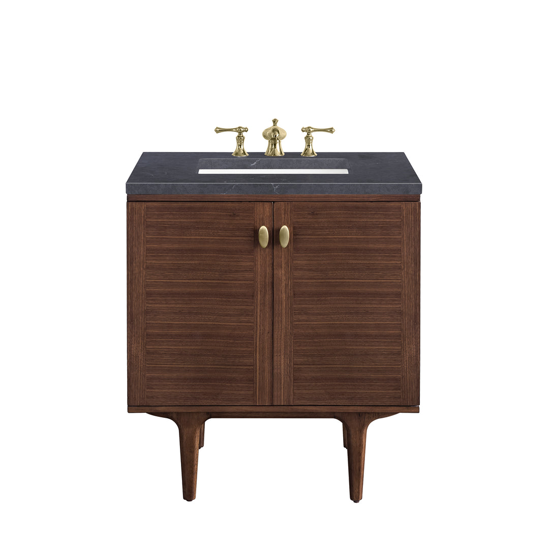 Amberly 30" Single Vanity, Mid-Century Walnut w/ 3 CM Charcoal Soapstone Top