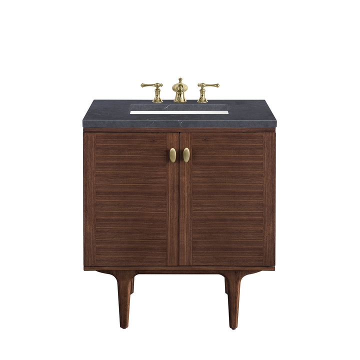 Amberly 30" Single Vanity, Mid-Century Walnut w/ 3 CM Charcoal Soapstone Top