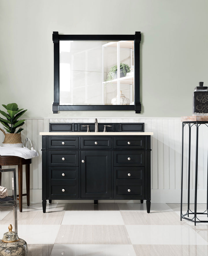 Brittany 48" Single Vanity, Black Onyx w/ 3 CM Eternal Marfil Silestone Top