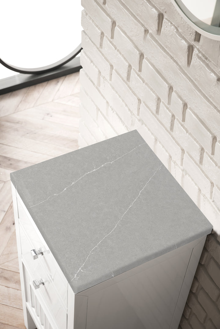 Athens 15" Base Cabinet w/ Drawers and Left Door, Glossy White w/ 3 CM Eternal Serena Top