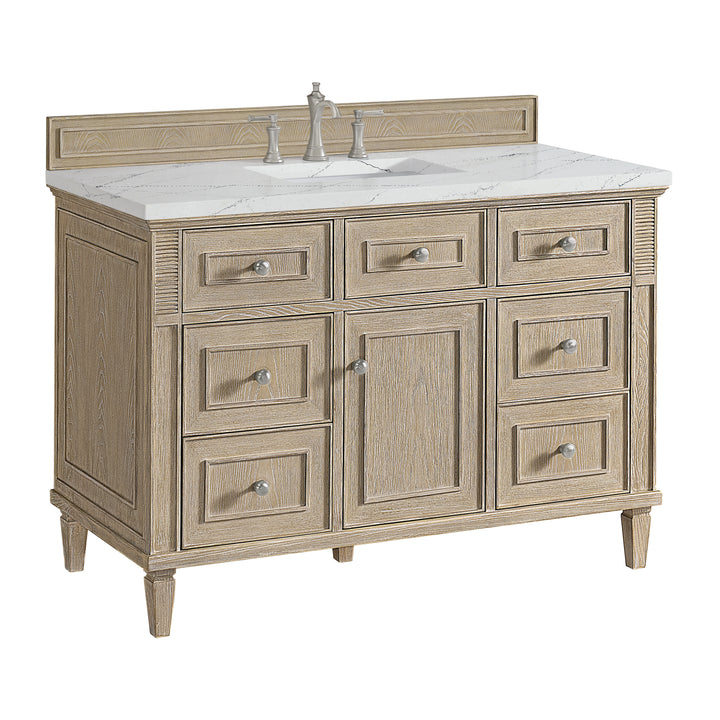 Lorelai 48" Single Vanity, Whitewashed Oak w/ 3 CM Ethereal Noctis Silestone Top