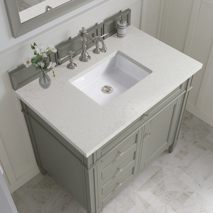 Brittany 36" Single Vanity, Urban Gray w/ 3 CM Lime Delight Silestone Top