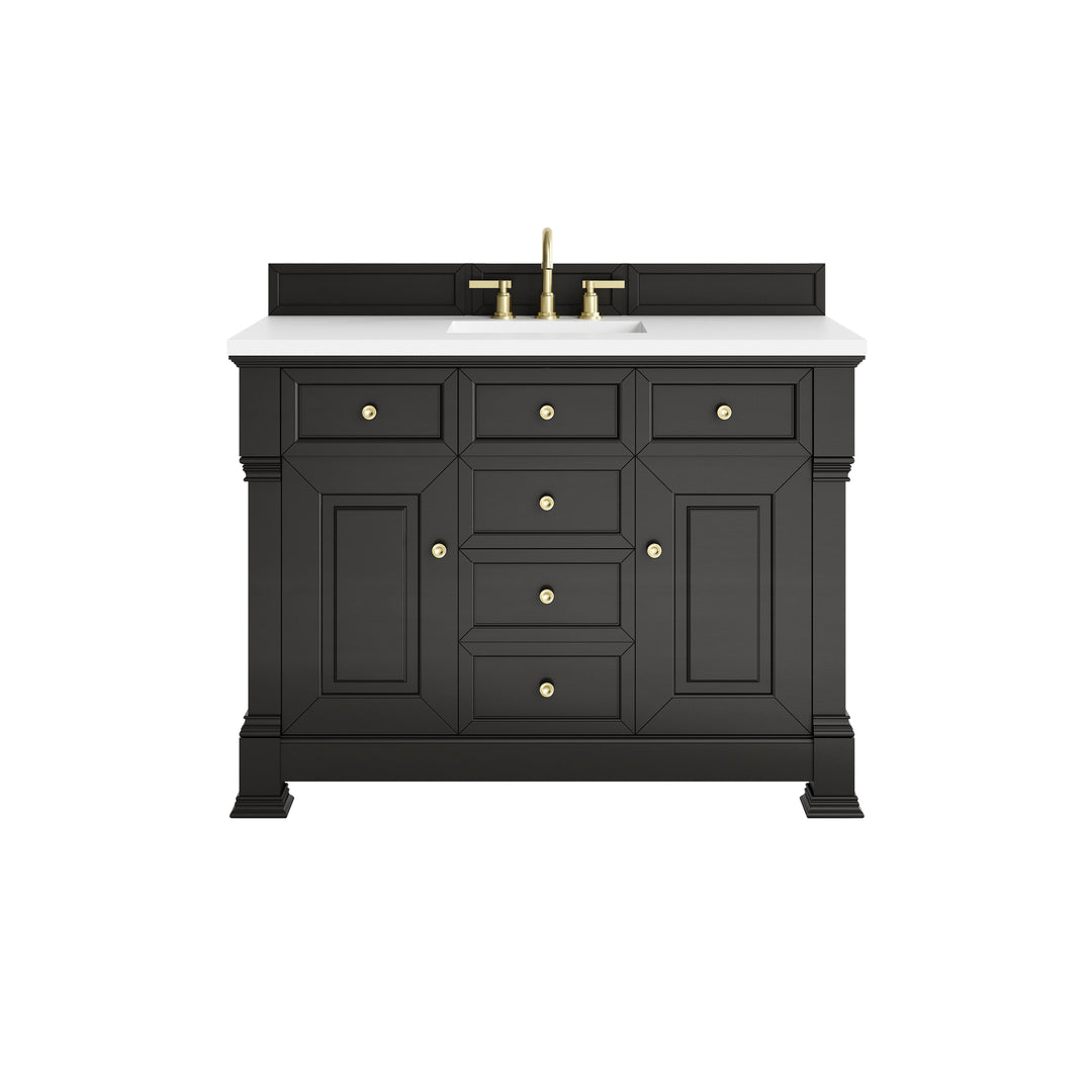 Brookfield 48" Single Vanity, Black Onyx,  w/ 3 CM White Zeus Silestone® Top