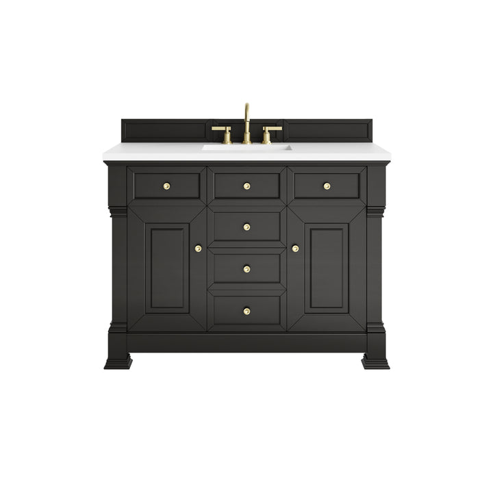 Brookfield 48" Single Vanity, Black Onyx,  w/ 3 CM White Zeus Silestone® Top