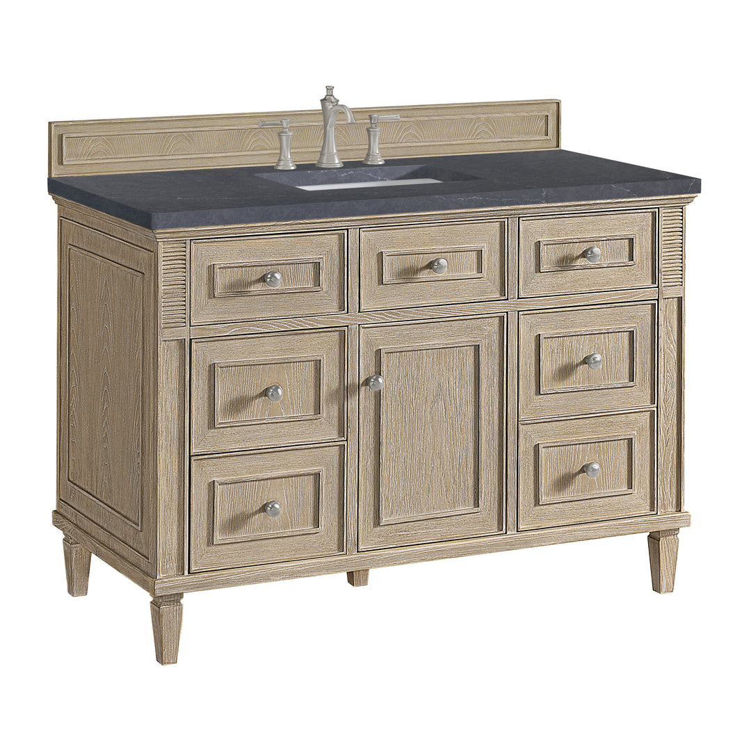Lorelai 48" Single Vanity, Whitewashed Oak w/ 3 CM Charcoal Soapstone Silestone Top