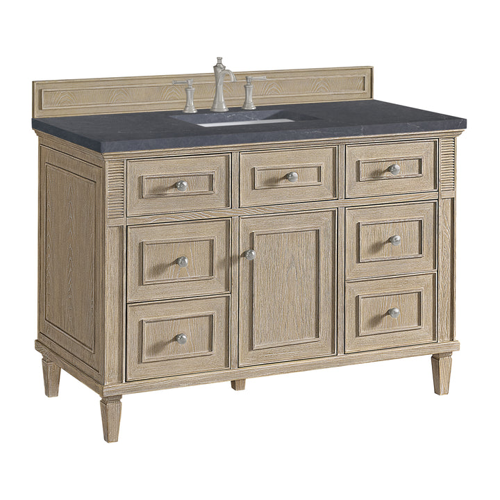 Lorelai 48" Single Vanity, Whitewashed Oak w/ 3 CM Charcoal Soapstone Silestone Top