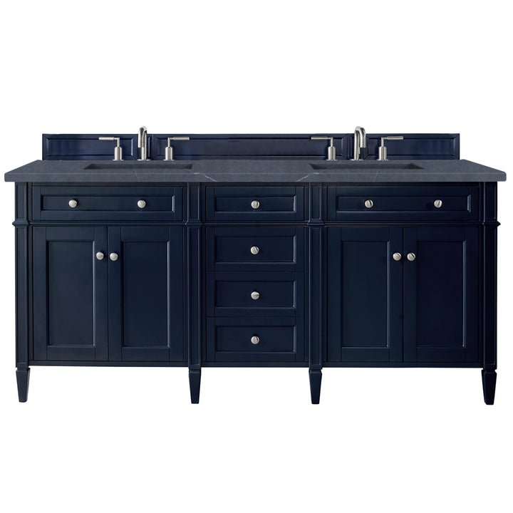 Brittany 72" Double Vanity, Victory Blue w/ 3 CM Charcoal Soapstone Silestone Top