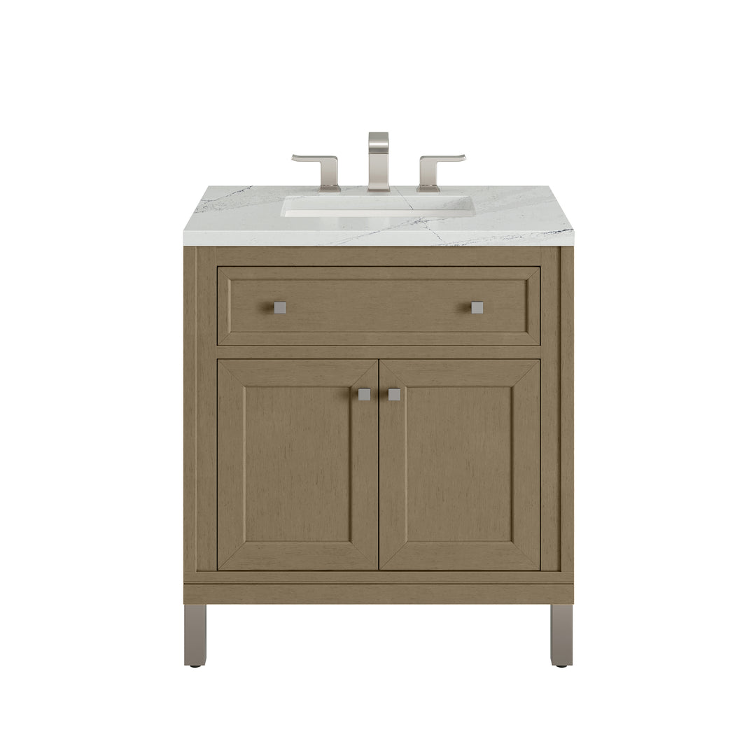 Chicago 30" Single Vanity, Walnut Whisper, w/ 3 CM Ethereal Noctis Silestone® Top