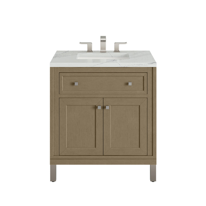 Chicago 30" Single Vanity, Walnut Whisper, w/ 3 CM Ethereal Noctis Silestone® Top