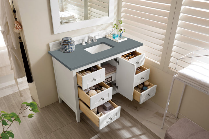 Palisades 48" Single Vanity, Bright White w/ 3 CM Cala Blue Silestone Top