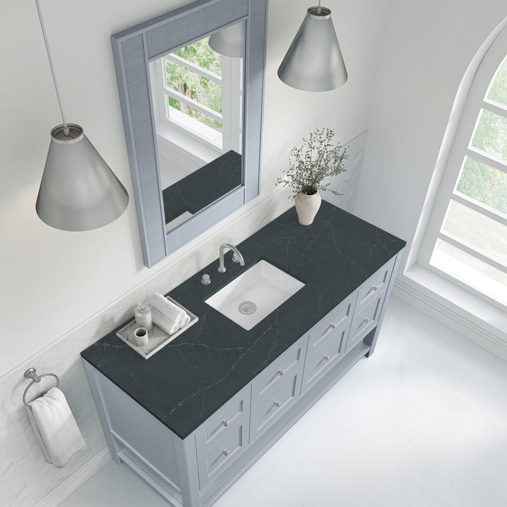 Breckenridge 60" Single Vanity, Serenity Blue, w/ 3 CM Charcoal Soapstone Quartz Top