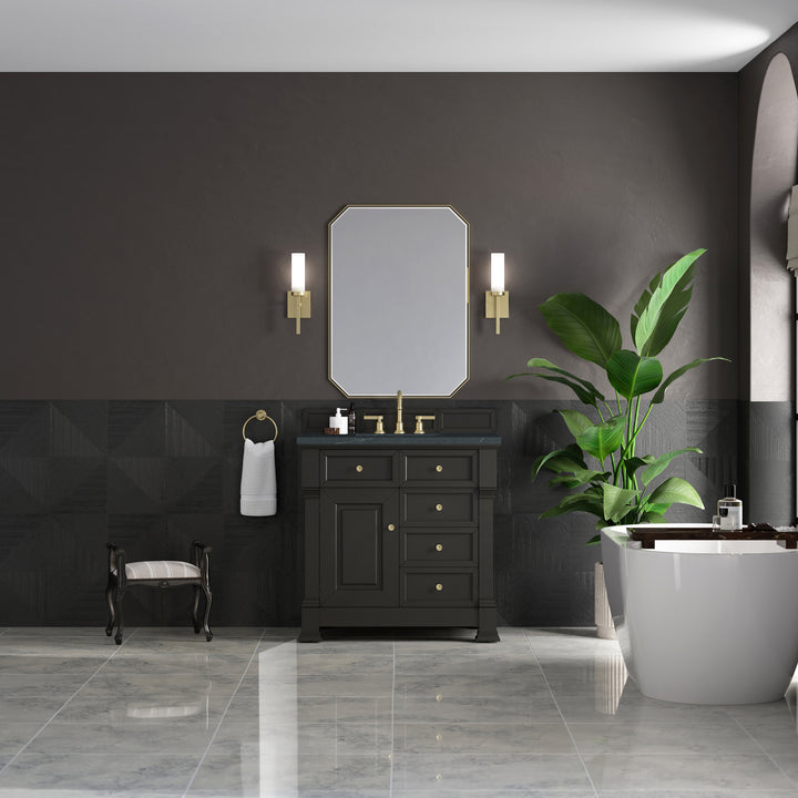 Brookfield 36" Single Vanity, Black Onyx w/3 CM Charcoal Soapstone Silestone® Top
