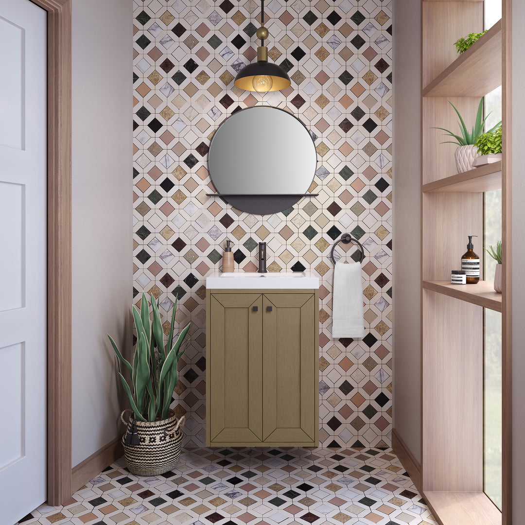 Chianti 20" Single Vanity, Walnut Whisper, Matte Black, w/ White Glossy Composite Stone Top