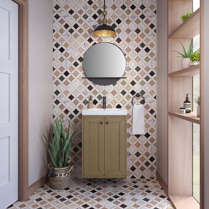 Chianti 20" Single Vanity, Walnut Whisper, Matte Black, w/ White Glossy Composite Stone Top