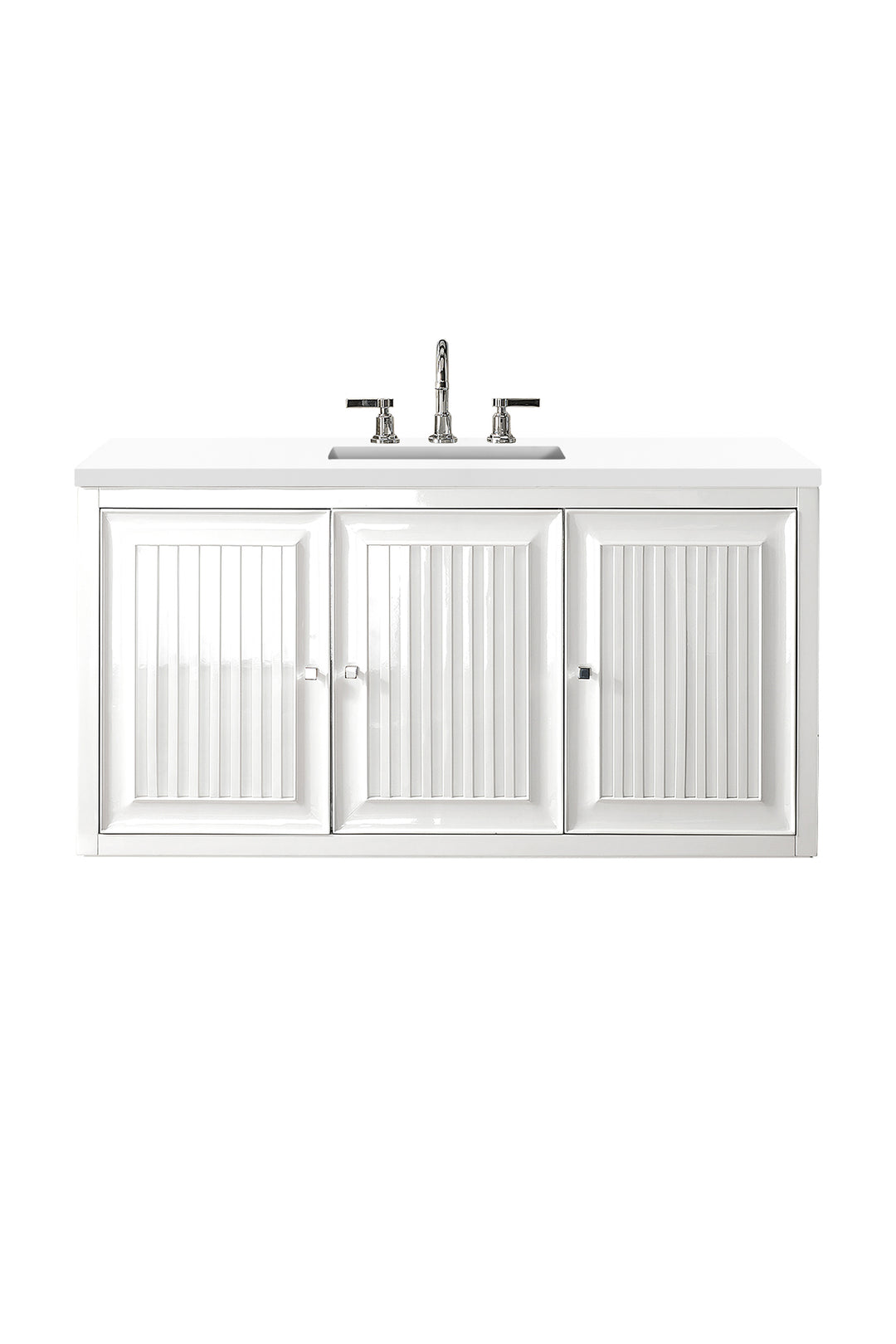 Athens 48" Single Vanity, Glossy White w/ 3 CM White Zeus Silestone Top