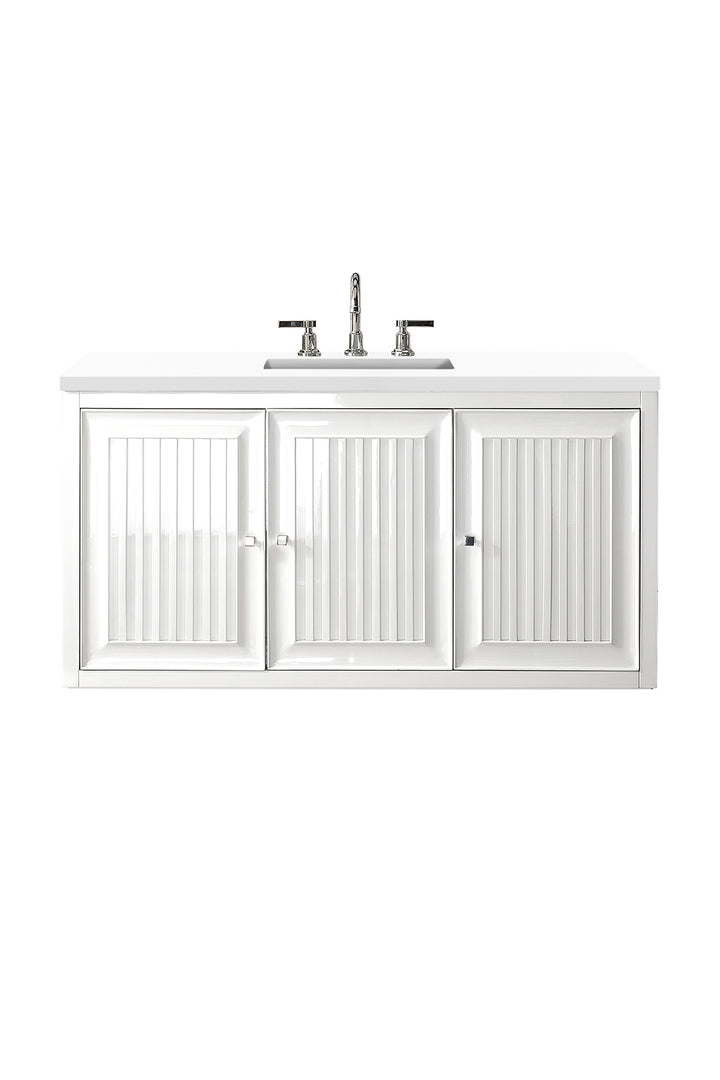 Athens 48" Single Vanity, Glossy White w/ 3 CM White Zeus Silestone Top