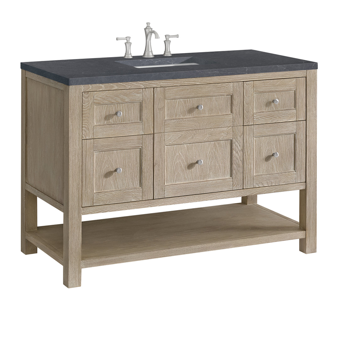 Breckenridge 48" Single Vanity, Whitewashed Oak w/ 3 CM Charcoal Soapstone Silestone Top