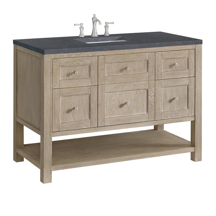 Breckenridge 48" Single Vanity, Whitewashed Oak w/ 3 CM Charcoal Soapstone Silestone Top