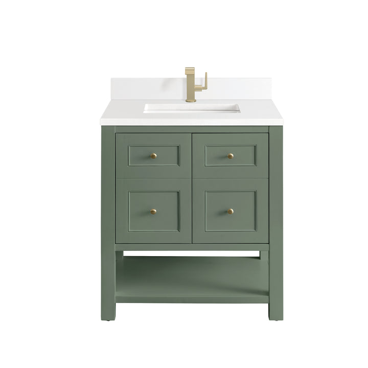 Breckenridge 30" Single Vanity, Smokey Celadon w/ Single Hole 3 CM White Zeus Top & Backsplash