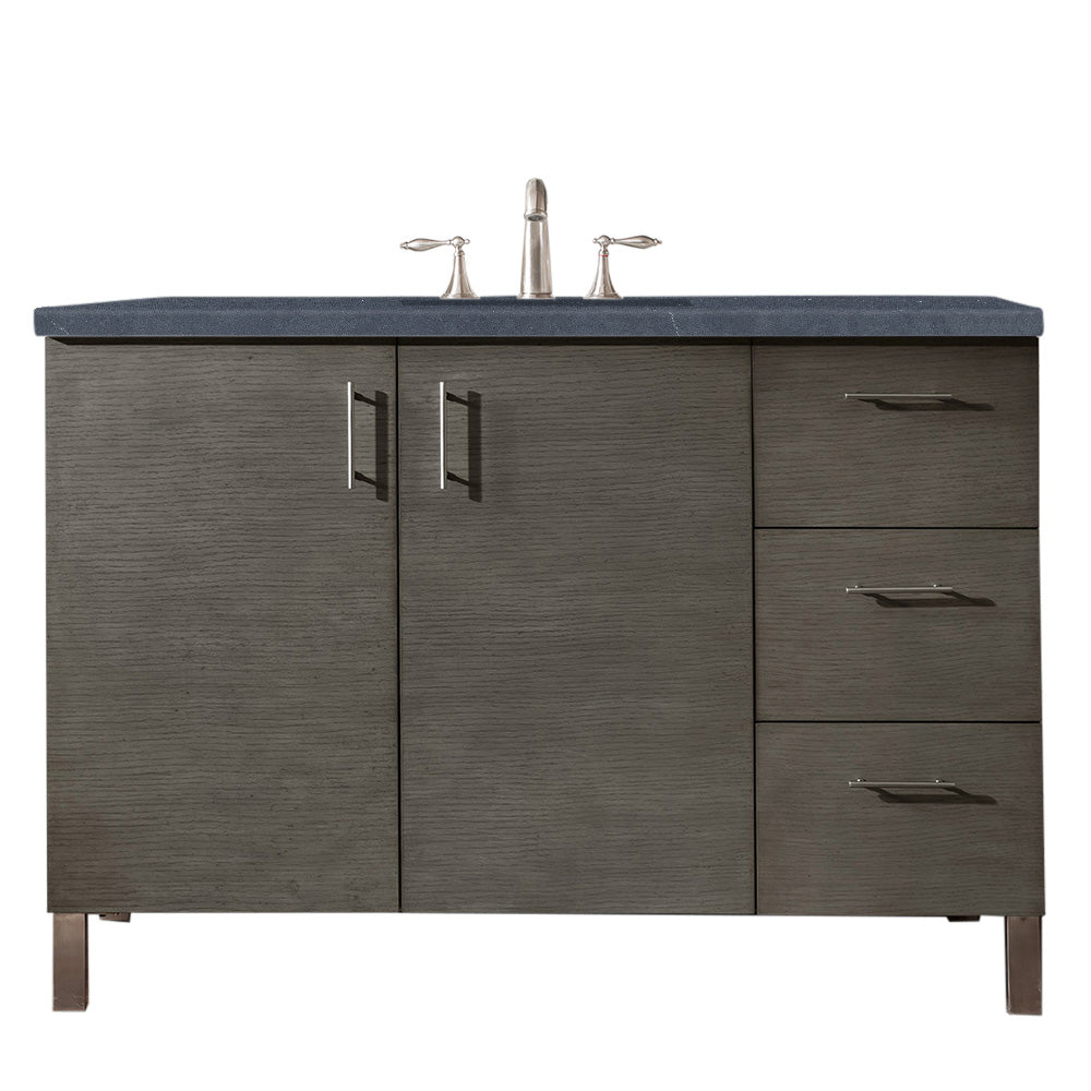 Metropolitan 48" Single Vanity, Silver Oak w/ 3 CM Charcoal Soapstone Silestone Top