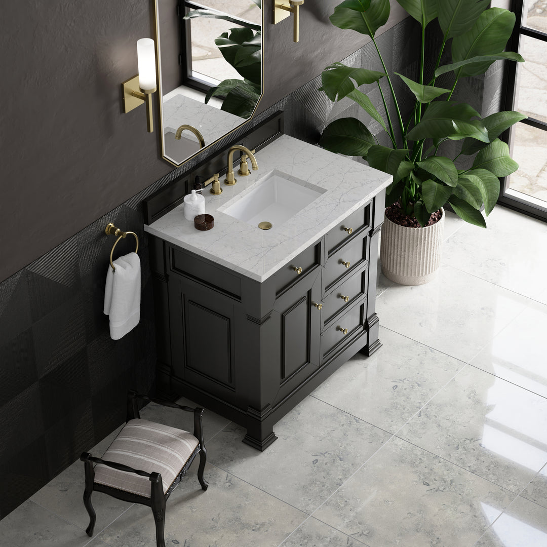 Brookfield 36" Single Vanity, Black Onyx w/ 3 CM Eternal Jasmine Pearl Silestone® Top