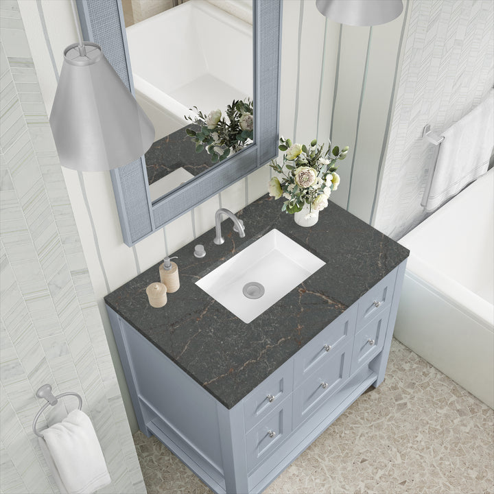 Breckenridge 36" Single Vanity, Serenity Blue, w/ 3 CM Parisien Bleu Quartz Top