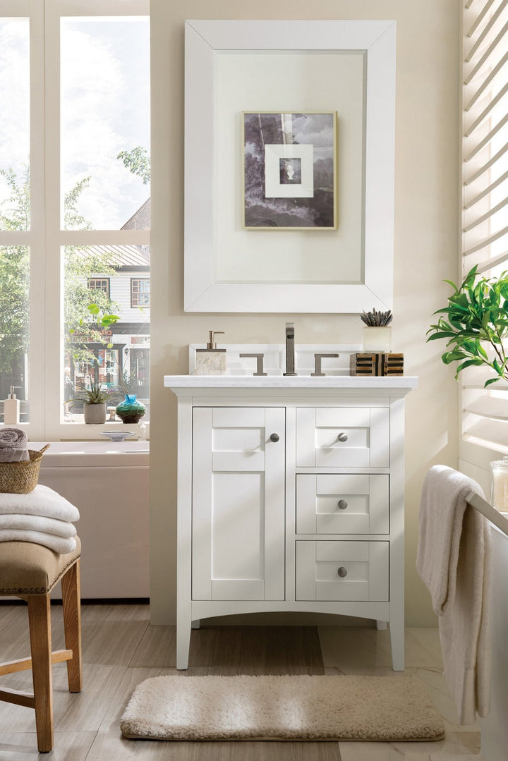 Palisades 30" Single Vanity, Bright White w/ 3 CM Arctic Fall Solid Surface Top