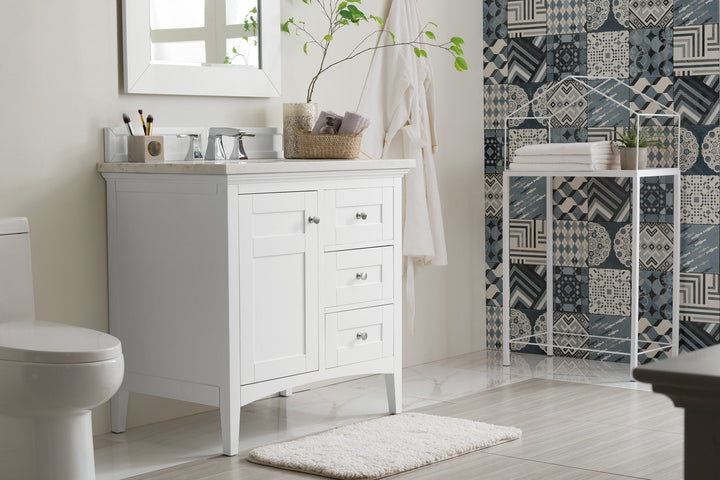 Palisades 36" Single Vanity, Bright White w/ 3 CM Arctic Fall Solid Surface Top