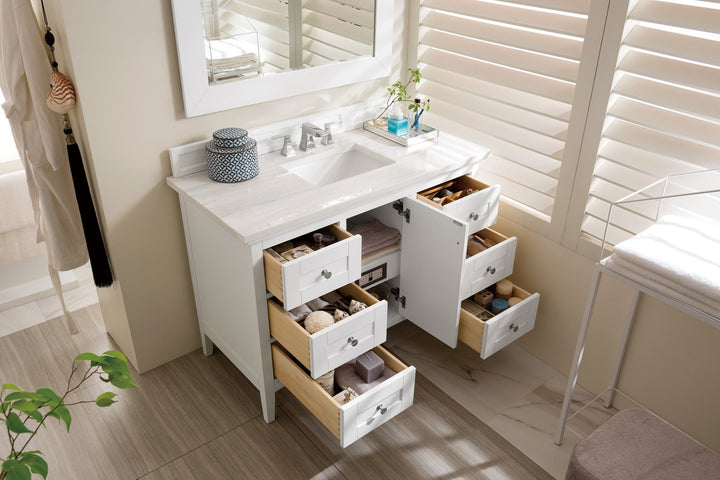 Palisades 48" Single Vanity, Bright White w/ 3 CM Arctic Fall Solid Surface Top