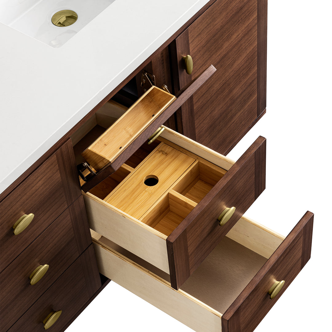 Amberly 60" Double Vanity Cabinet, Mid-Century Walnut