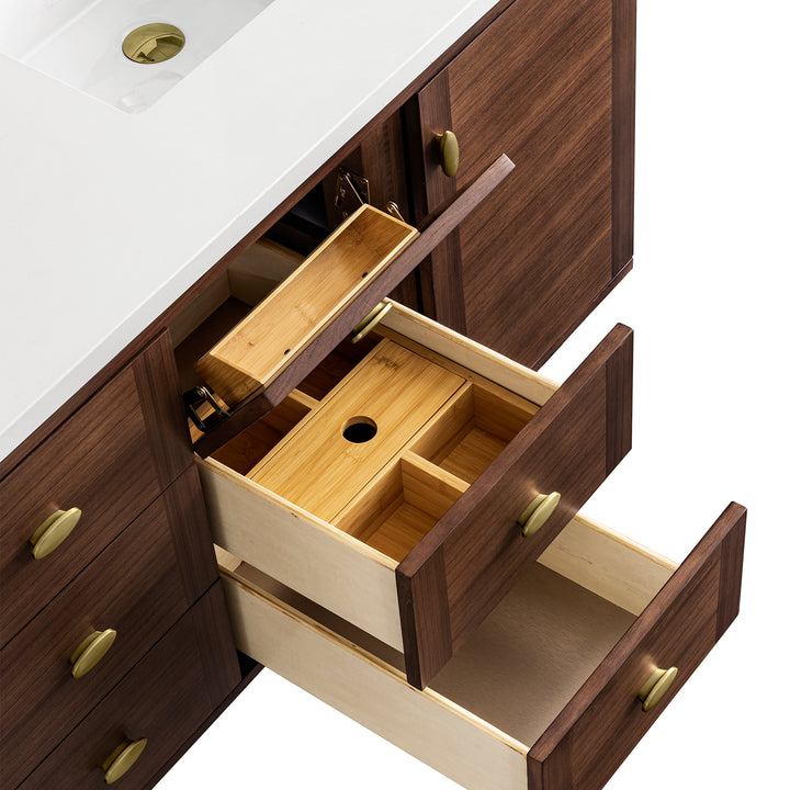 Amberly 60" Double Vanity Cabinet, Mid-Century Walnut