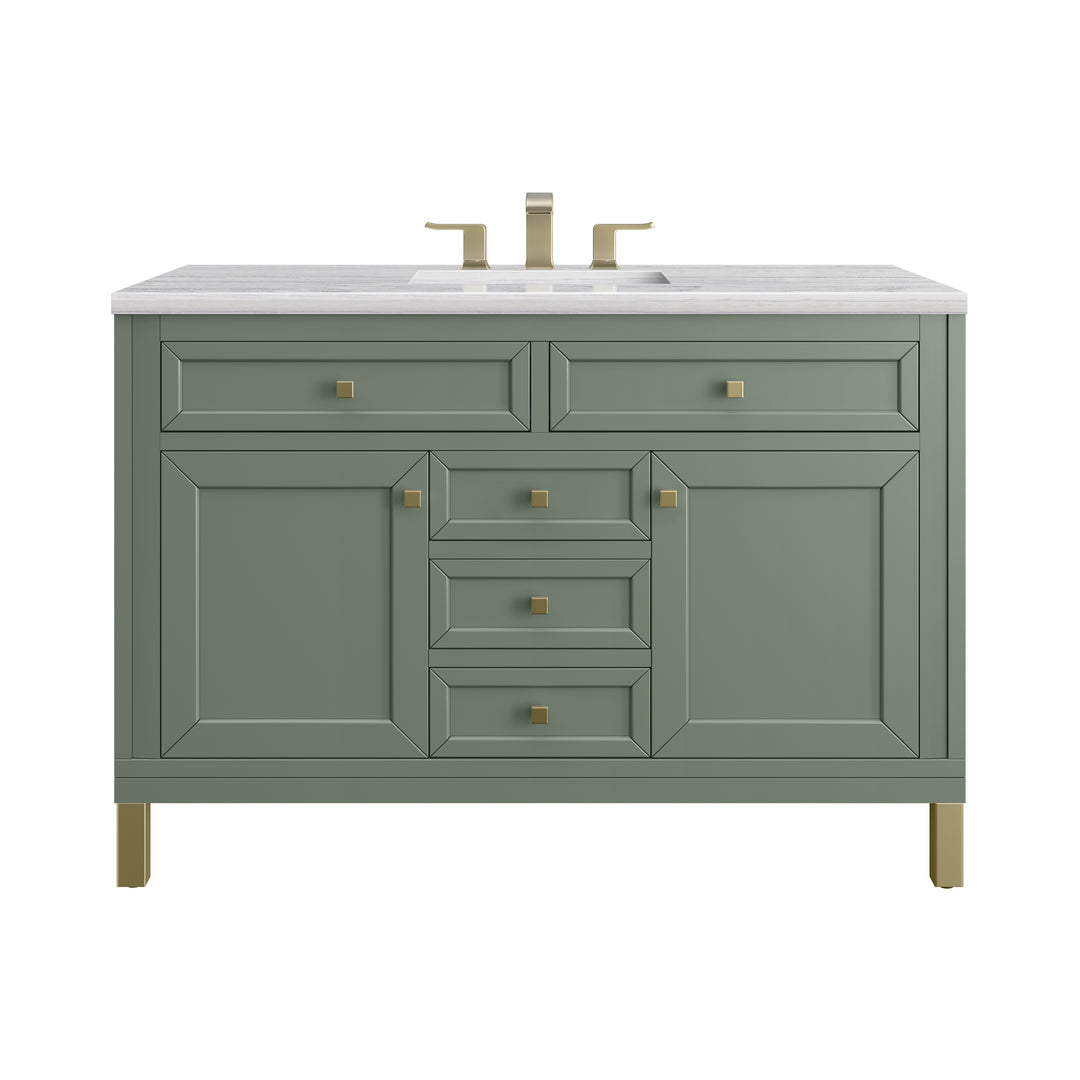 Chicago 48" Single Vanity, Smokey Celadon, w/ 3 CM Arctic Fall Solid Surface Top