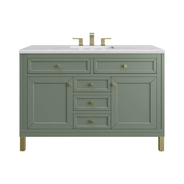 Chicago 48" Single Vanity, Smokey Celadon, w/ 3 CM Arctic Fall Solid Surface Top