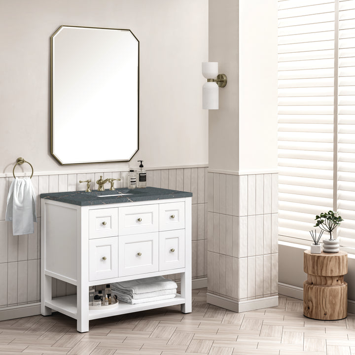 Breckenridge 36" Single Vanity, Bright White w/ 3 CM Parisien Bleu Top