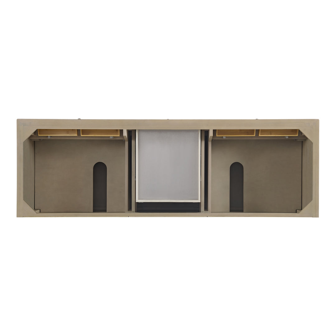 Lorelai 72" Double Vanity, Whitewashed Oak w/ 3 CM Eternal Jasmine Pearl Silestone Top w/FreePower Wireless Charger