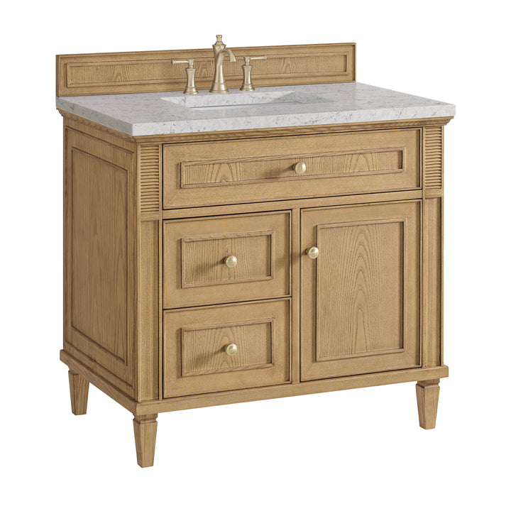Lorelai 36" Single Vanity, Light Natural Oak w/ 3 CM Eternal Jasmine Pearl Silestone Top